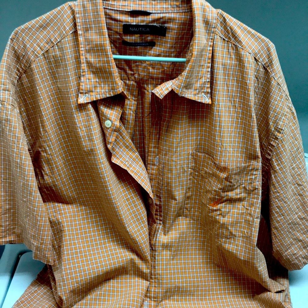 Nautica 3X sanded poplin short sleeve button down